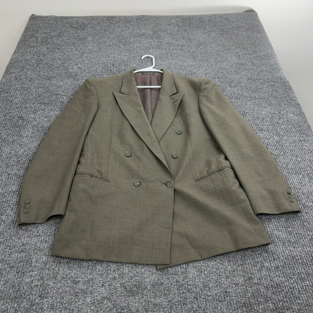 Vintage Ron Chereskin Blazer Mens 44 Brown Double Breasted Ventless Professional